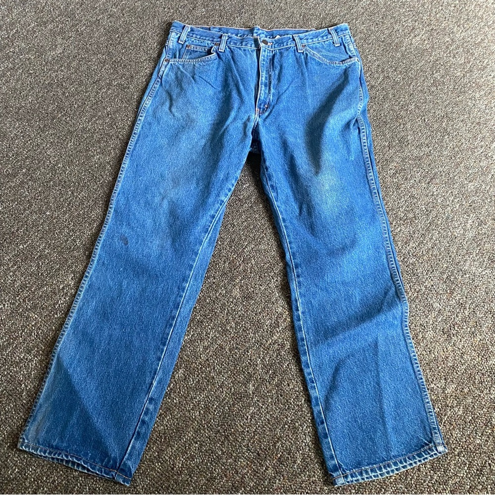 Dickies Mens Size 40/38 Classic Blue Straight Jeans with Medium Weight Denim